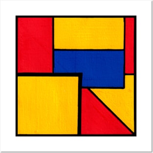 Blue Red Yellow Geometric Abstract Acrylic Painting Posters and Art